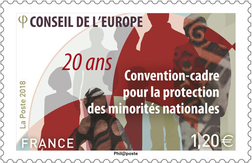 Франция. Совет Европы. 20-летие Конвенции о защите национальных меньшинств. Марка