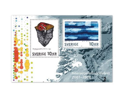 Швеция. Международный полярный год 2007-2008. Искусство и наука. Почтовый блок из 2 марок