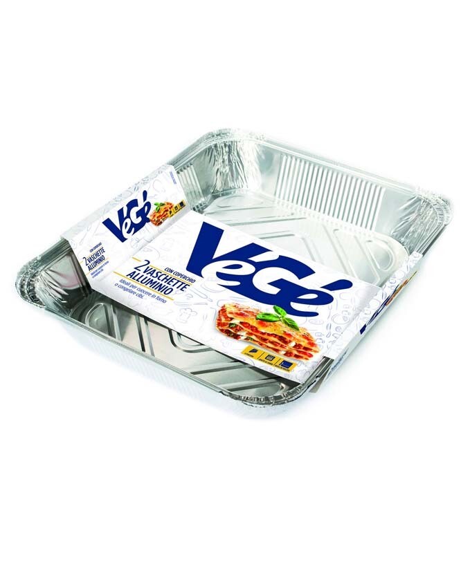 VASCHETTE ALLUMINIO VEGE 6 PORZIONI  2 PZ CON COPERCHIO