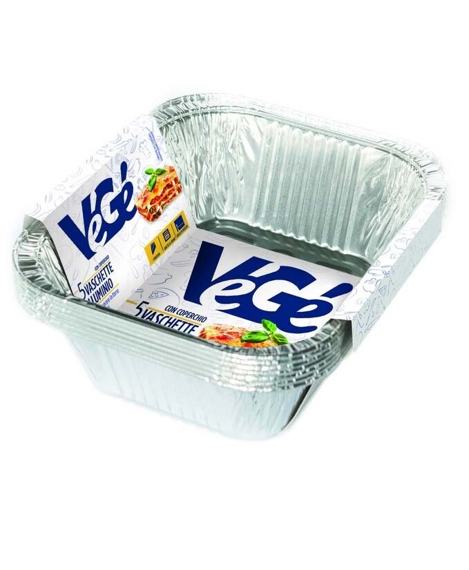 VASCHETTE ALLUMINIO 4 PORZIONI VEGE. 3 PZ CON COPERCHIO