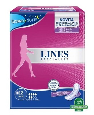 ASSORBENTI INCONTINENZA LINES SPECIALIST PERDITE MEDIE MAXI X12
