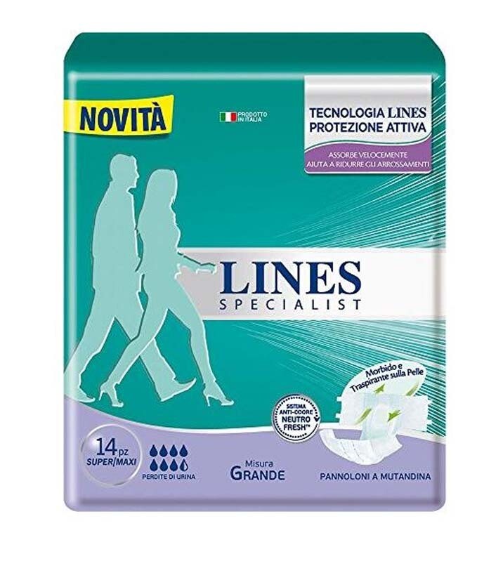 ASSORBENTI INCONTINENZA LINES SPECIALIST PANNOL MUTANDINA GRANDE X 12