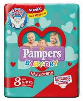 PAMPERS BABY DRY MUTANDINO XL X 14 4