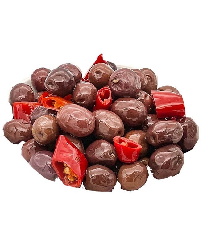 CONTORNO DI OLIVE NERE SCHIACCIATE CONDITE (ALL'ETTO)