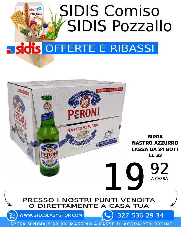 BIRRA NASTRO AZZURRO CL 33. CASSA DA 24 BOTTIGLIE