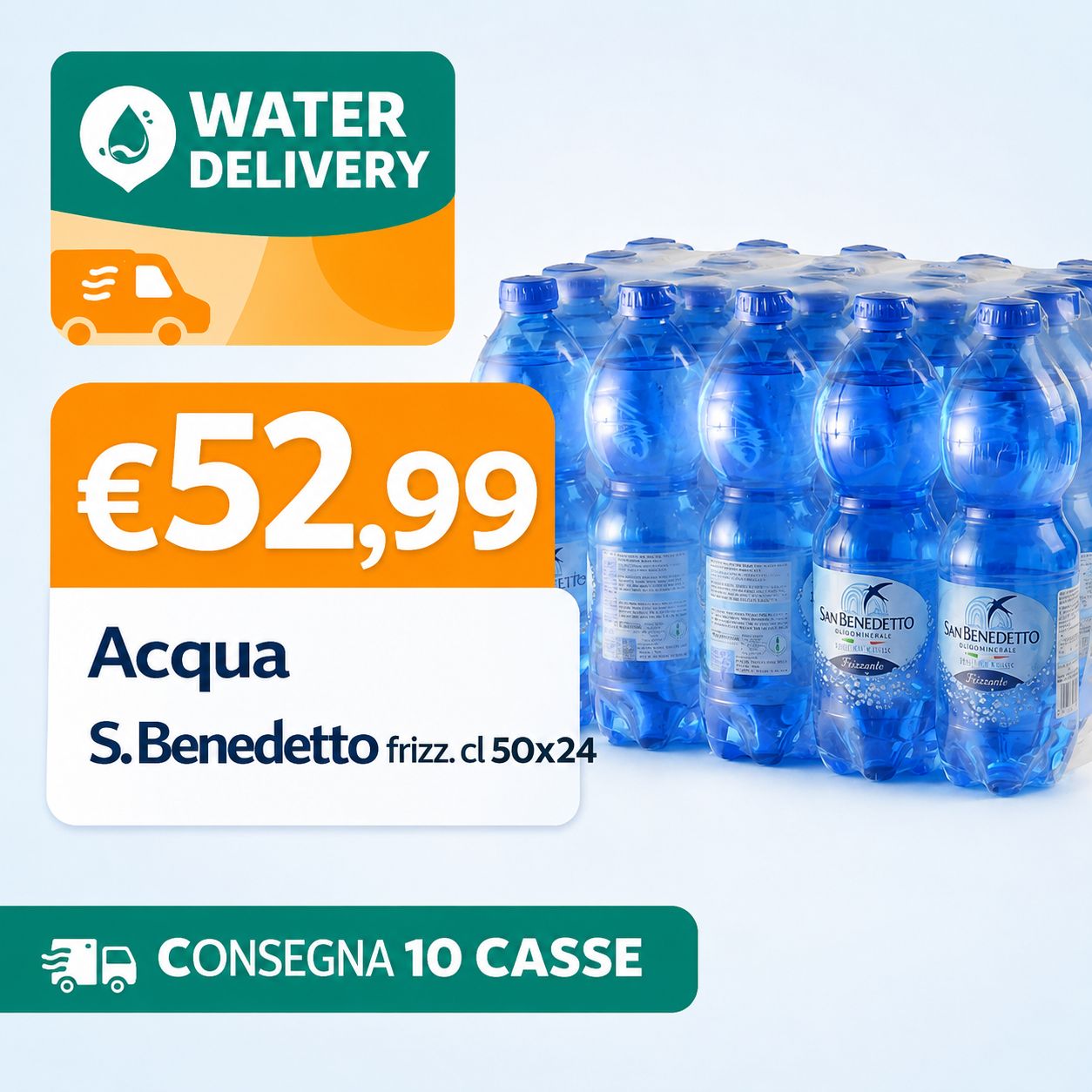 WATER DELIVERY SAN BENEDETTO FRIZZ. CL 50 X 10 CASSE