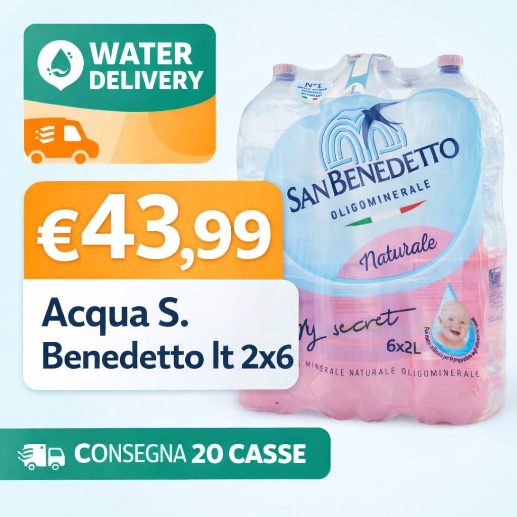 WATER DELIVERY SAN BENEDETTO LT 2 X 20 CASSE