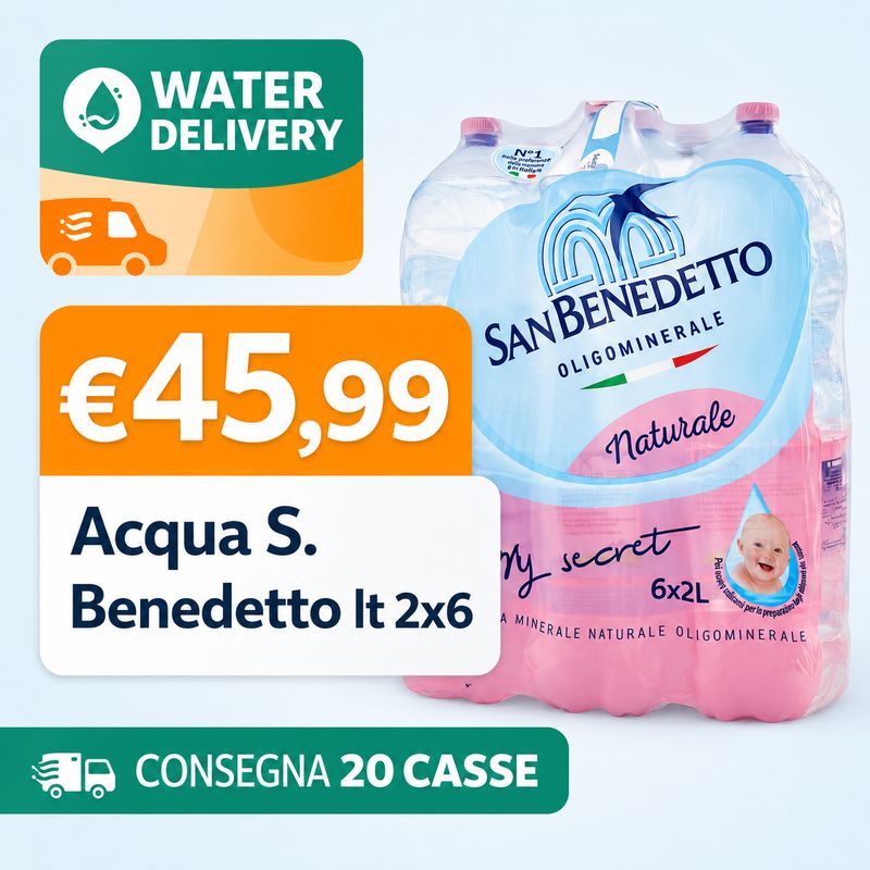 WATER DELIVERY SAN BENEDETTO LT 2 X 20 CASSE