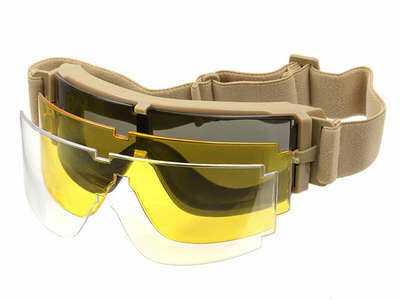 3 Lens Goggles Ventilated Anti-fog Tan