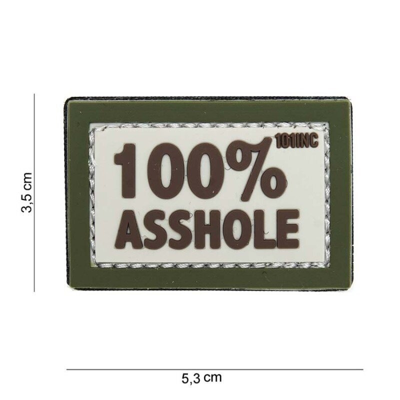 "100% asshole" Green/brown Rubber Patch