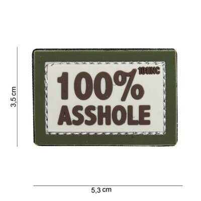"100% asshole" Green/brown Rubber Patch