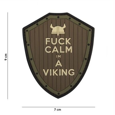 Fuck Calm I'm a Viking  Brown Rubber Patch