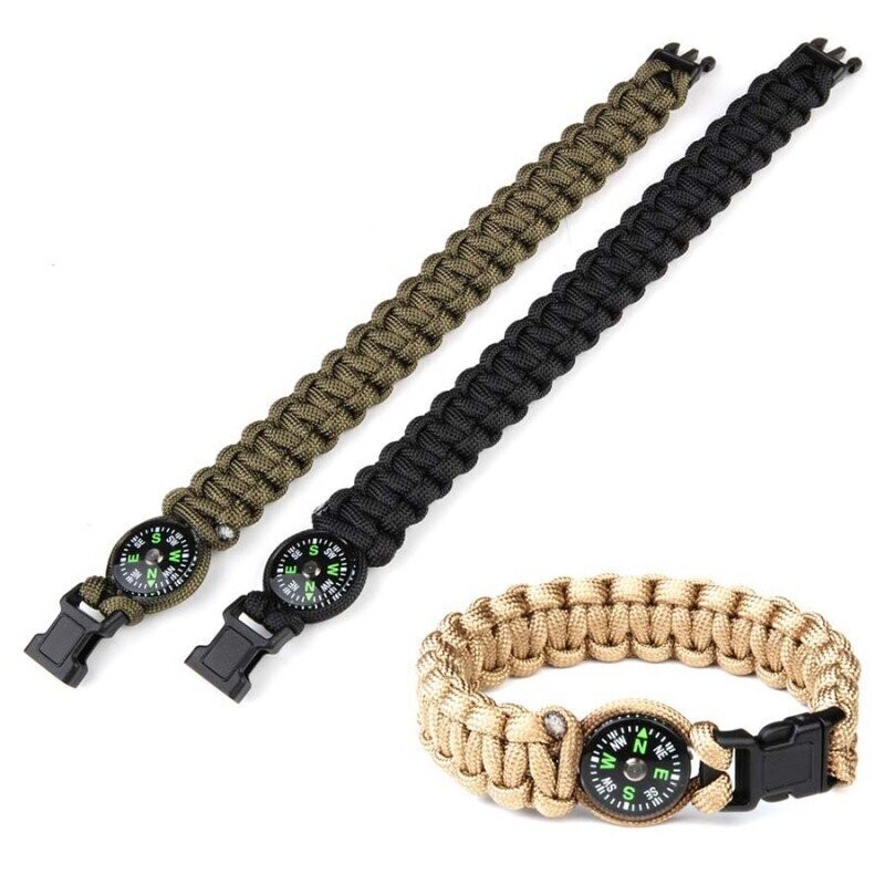 Paracord Bracelet with Compass BLK