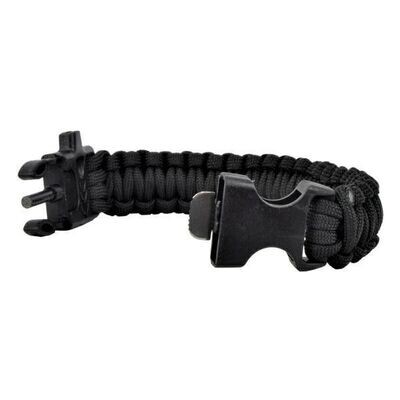Paracord Bracelet with Fire Starter Black