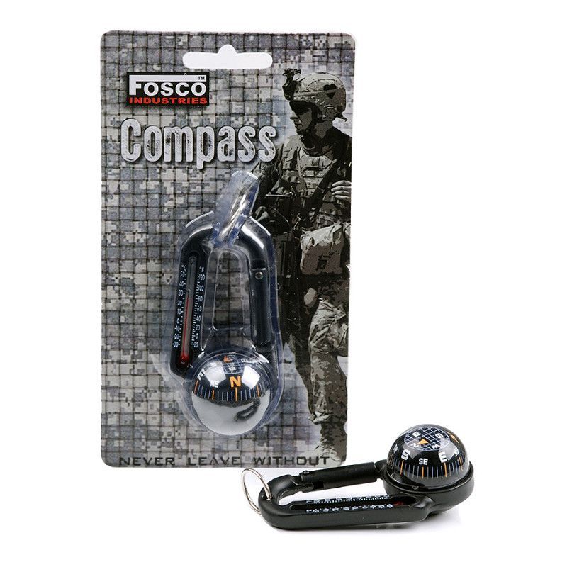 Carabiner with compass & thermometer