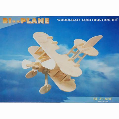 Wooden 3D Bi-Plane Puzzle