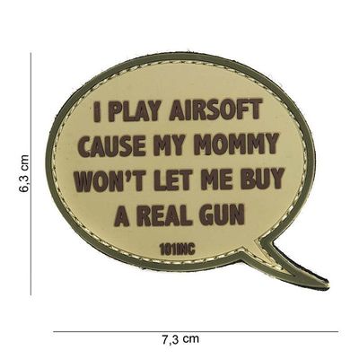 I Play Airsoft Rubber Patch Tan
