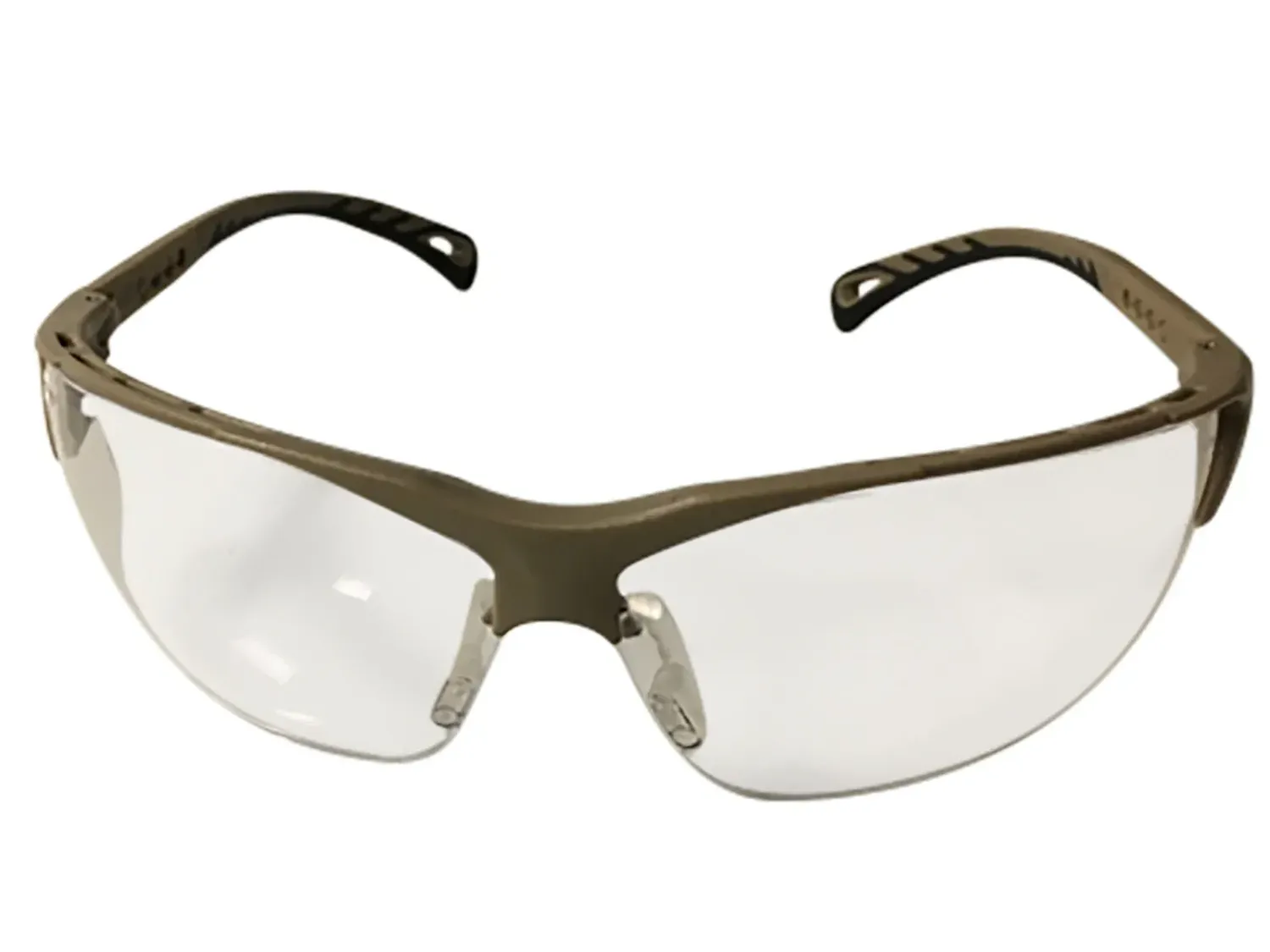 ASG Clear Safety Glasses, Tan Frame