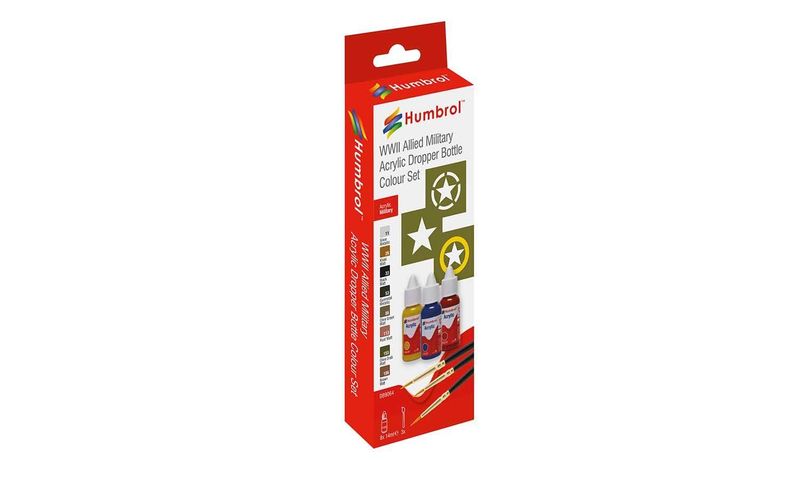 Humbrol Acrylic Paint & Brush WWII Allied Military Colours