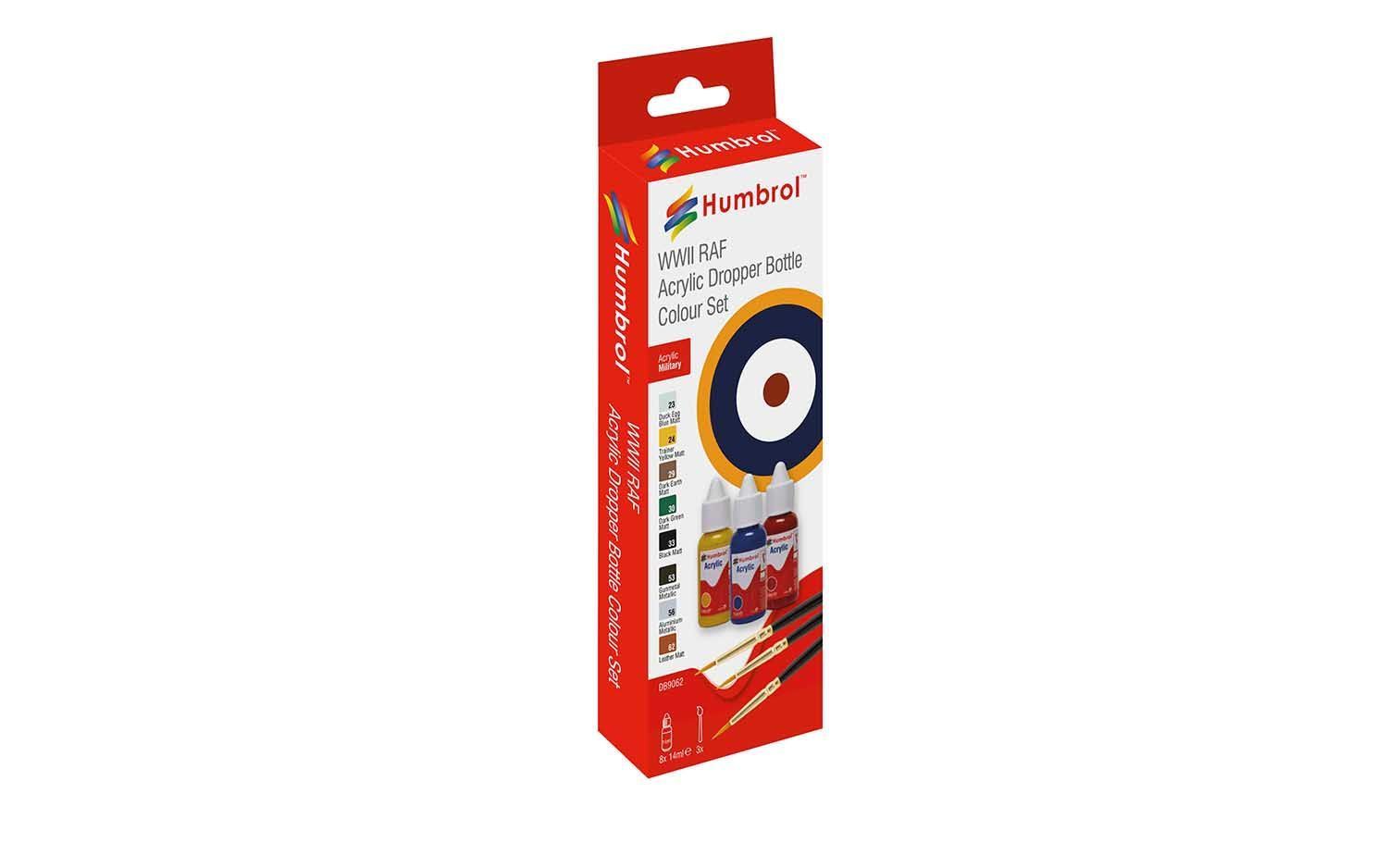 Humbrol Acrylic Paint & Brush WWII RAF Colours
