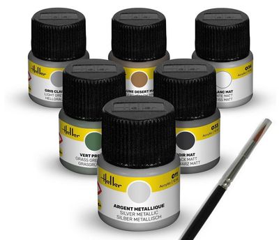 Military Aircraft Acrylic Colour Paint Set  6 x 12 ml + Brush