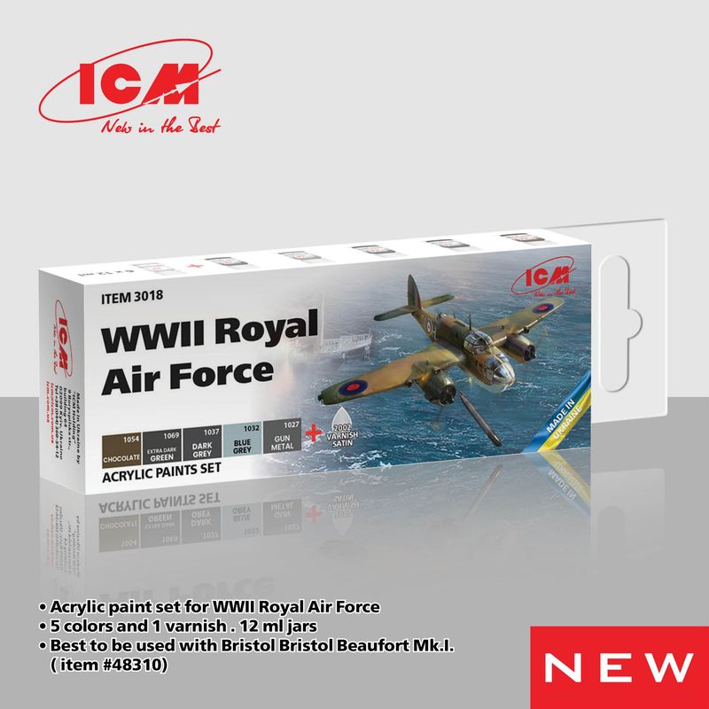 Royal Air Force (1939 -1943) Acrylic Colour Paint Set  6 x 12 ml