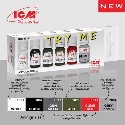 ICM Set  Acrylic Colours 6 x12 ml