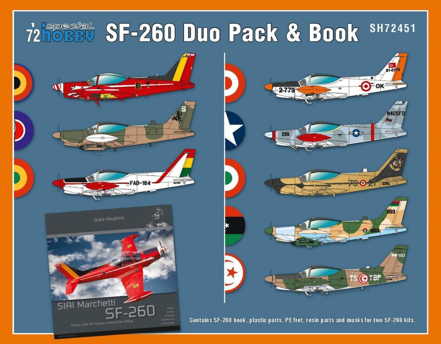 SIAI-Marchetti SF-260 Duo Pack & Book in 1:72 SIAI-Marchetti SF-260 Duo Pack & Book in 1:72