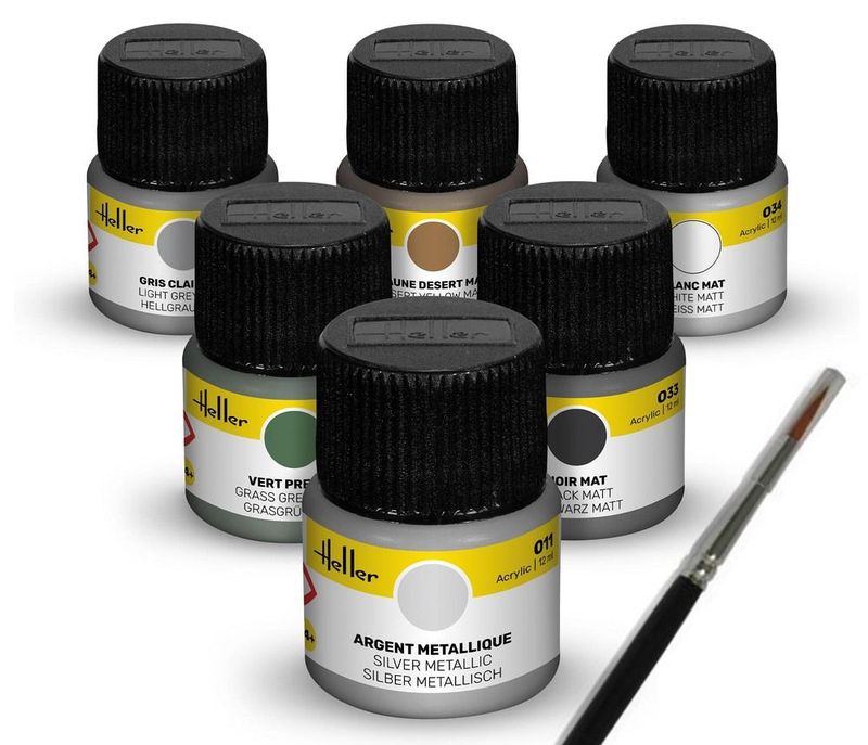 Hellar Military Aircraft Acrylic Colour Paint Set 6 x 12 ml + Brush Hellar Military Aircraft Acrylic Colour Paint Set 6 x 12 ml + Brush
