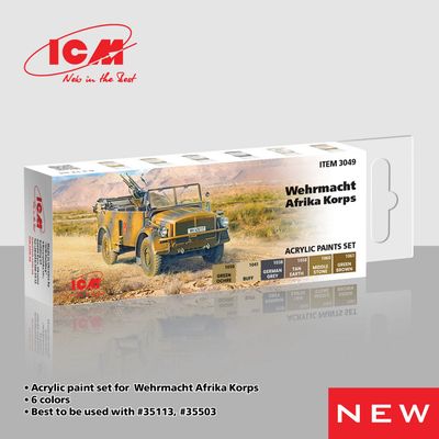 ICM Acrylic Colour Paint Set Wehrmacht Afrika Korps 6 x 12 ml ICM Acrylic Colour Paint Set Wehrmacht Afrika Korps 6 x 12 ml