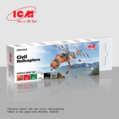 ICM Acrylic Colour Paint SetCivil Helicopters 6 x 12 ml ICM Acrylic Colour Paint SetCivil Helicopters 6 x 12 ml
