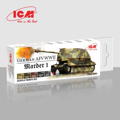 ICM Acrylic Colour Paint Set German AFV WW2 and Marder I ICM Acrylic Colour Paint Set German AFV WW2 and Marder I