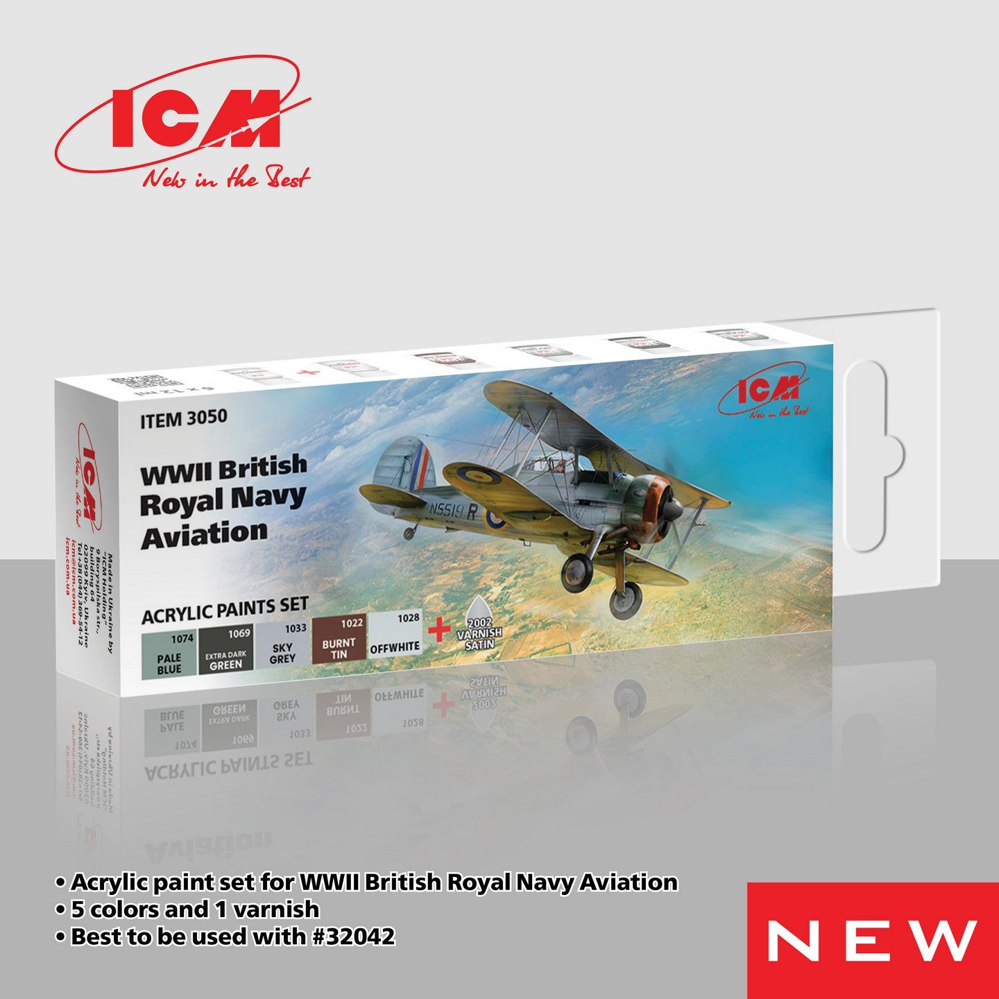 ICM Acrylic Colour Paint Set WWII British Naval Aviation 6 x12 ml ICM Acrylic Colour Paint Set WWII British Naval Aviation 6 x12 ml
