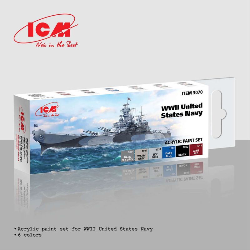 ICM Acrylic Paint Set for WWII United States Navy 6 x12 ml ICM Acrylic Paint Set for WWII United States Navy 6 x12 ml