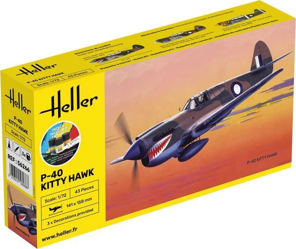 Heller  Starter Kit P-40 Kitty Hawk 1/72