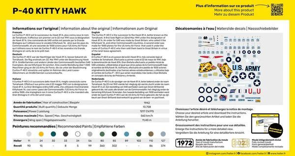 Heller Starter Kit P-40 Kitty Hawk 1/72
