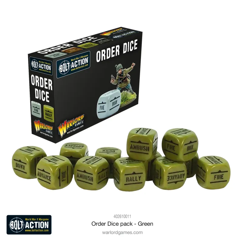 Bolt Action Orders Dice Pack - Green Bolt Action Orders Dice Pack - Green