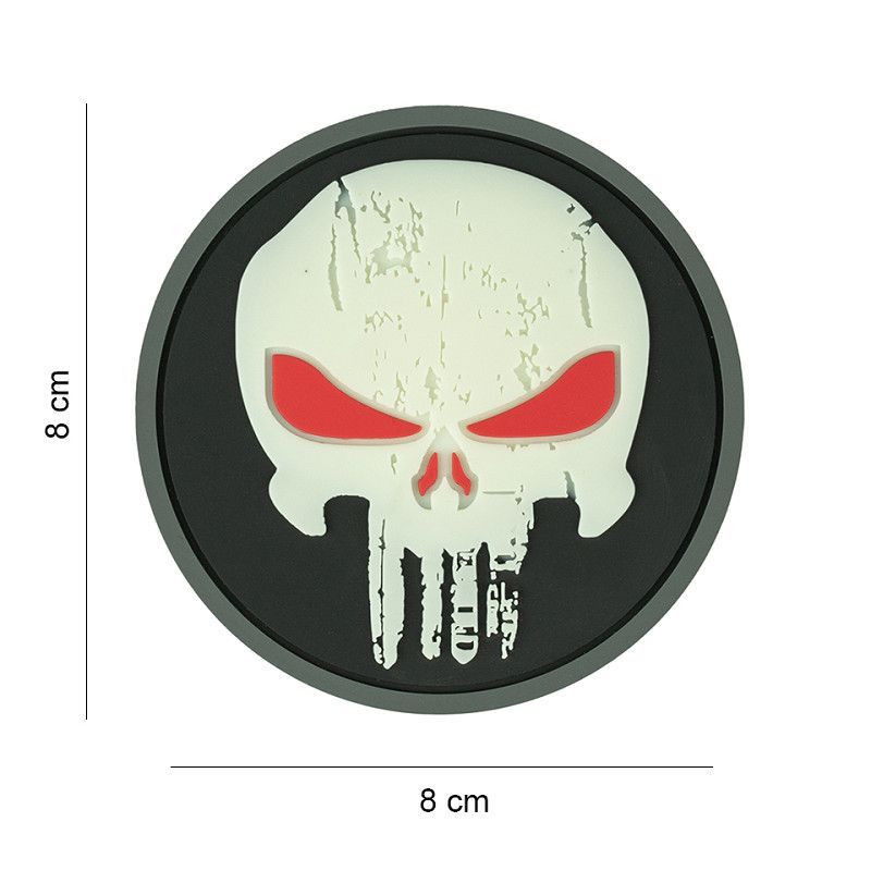 Punisher Skull Red Eyes Glow In The Dark Patch Punisher Skull Red Eyes Glow In The Dark Patch