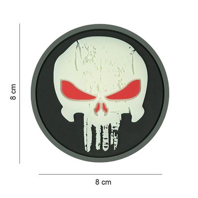 Punisher Skull Red Eyes Glow In The Dark Patch Punisher Skull Red Eyes Glow In The Dark Patch