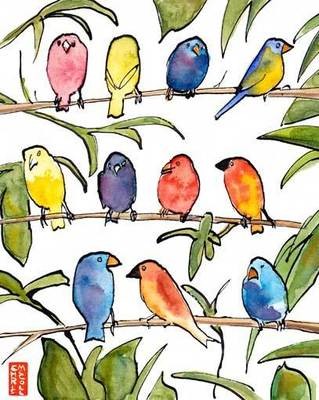 Colourful Birds Print/Greetings Card