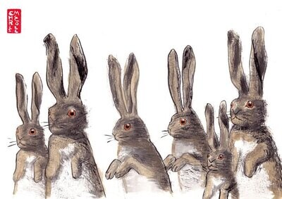 Hare Family Print/Greetings Card