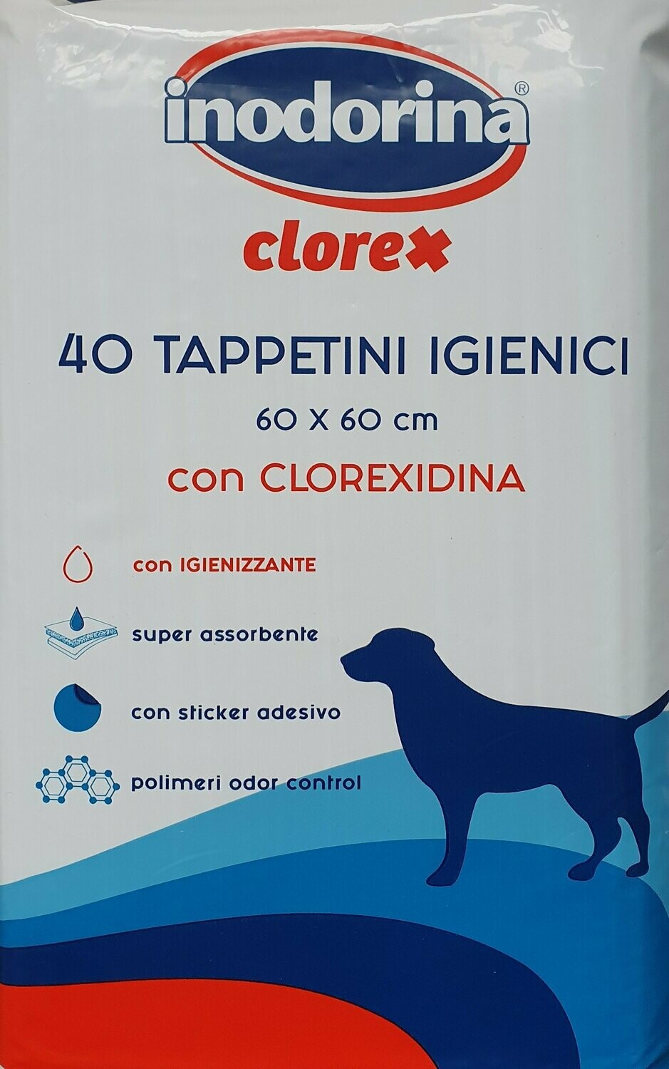 Inodorina Clorex Tappetino Igienico con Clorexidina 40 pz 60x60 cm - con  sticker adesivo