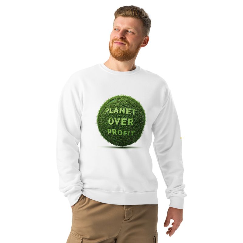 Planet Over Profit Crew Neck Sweatshirt – Eco-Friendly Globe Design