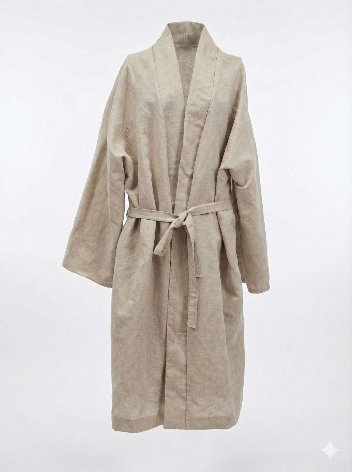Ekorganix Flax Linen Bathrobe – 100% Pure Undyed Natural Linen, Lightweight Quick-Dry Unisex Robe