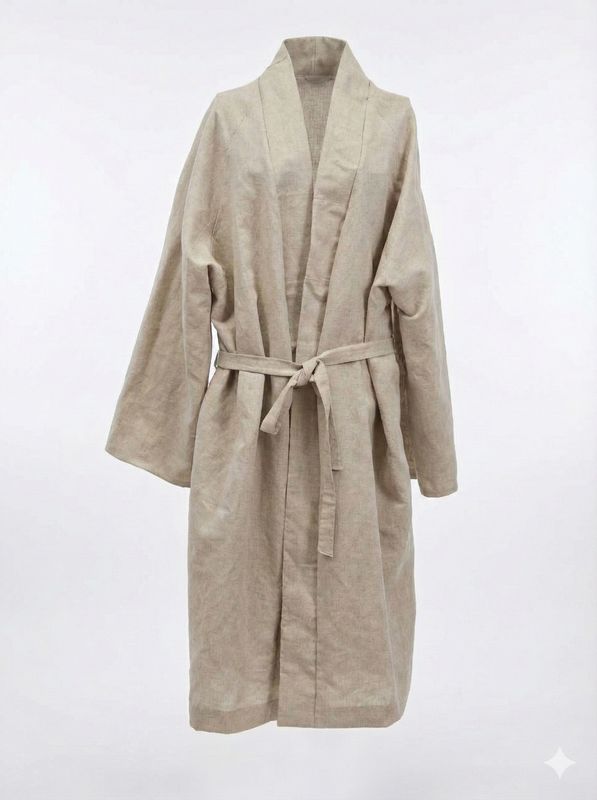 Ekorganix Flax Linen Bathrobe – 100% Pure Undyed Natural Linen, Lightweight Quick-Dry Unisex Robe Ekorganix Flax Linen Bathrobe – 100% Pure Undyed Natural Linen, Lightweight Quick-Dry Unisex Robe