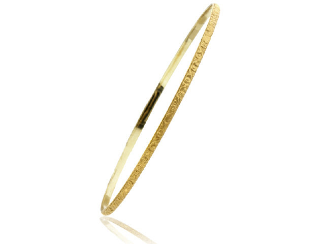 14K Yellow Gold Thin Textured Bangle