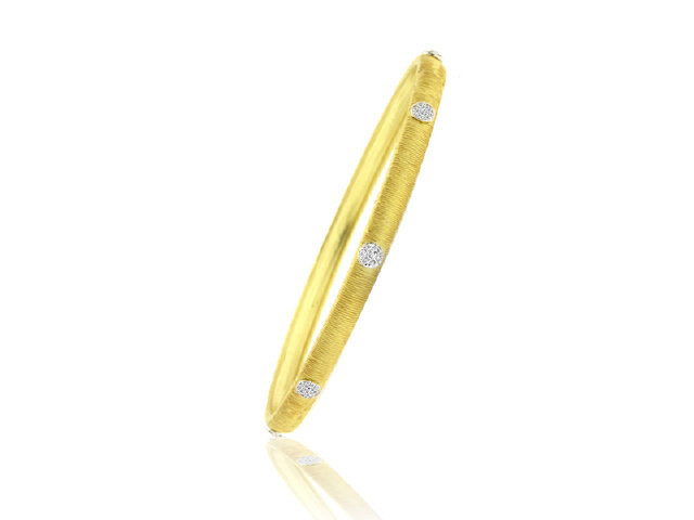 14K Yellow Gold Diamond Textured Bangle