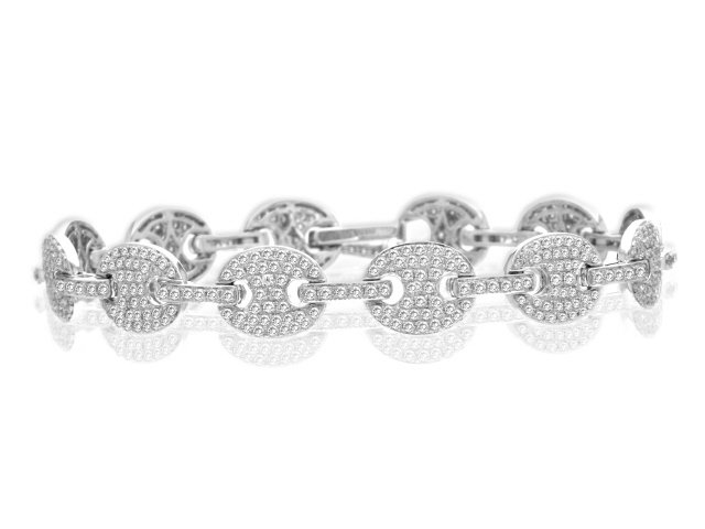 18K White Gold Diamond Button Bracelet