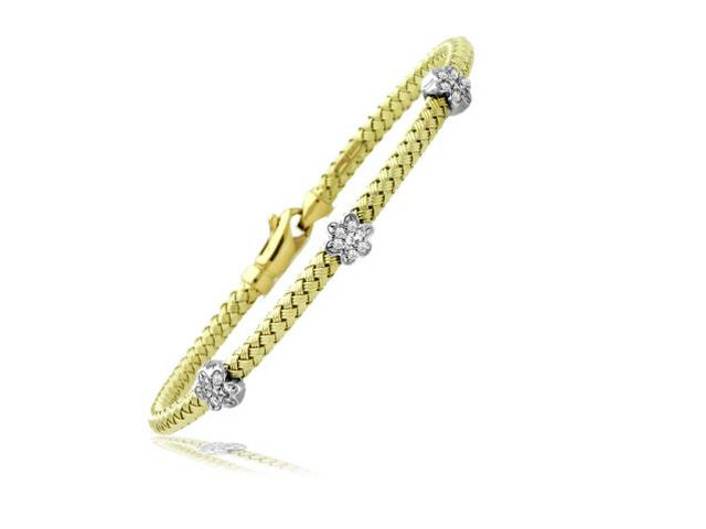 14K Yellow Gold Mesh Flower Trio Bracelet