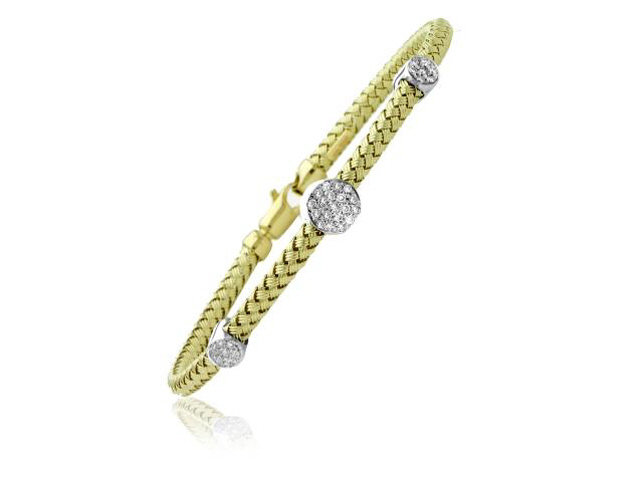 14K Yellow Gold Mesh Diamond Circle Trio Bracelet